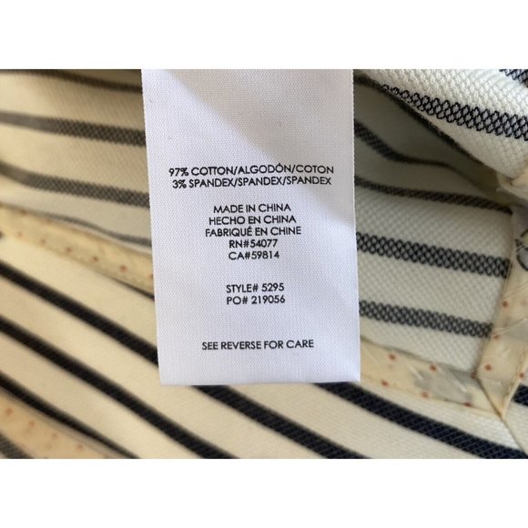 CAbi Womens Blazer Size 4 White Navy Striped Bell Sleeve Jacket #5295‎ Nautical - Picture 8 of 13